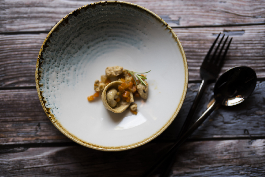 Cappelletto di Cavolfiore con ragù bianco di Gallina Faraona